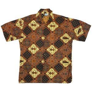 Peaceful People Collared Short Sleeve Button Down Shirt Eclectic Funky Artsy